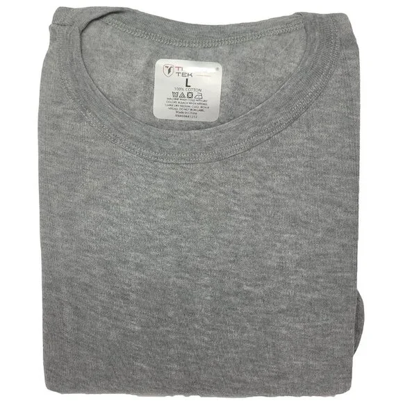 Men Thermal Long Johns Warm Underwear Set, 100% Cotton Fleece, Grey - Picture 2 of 3